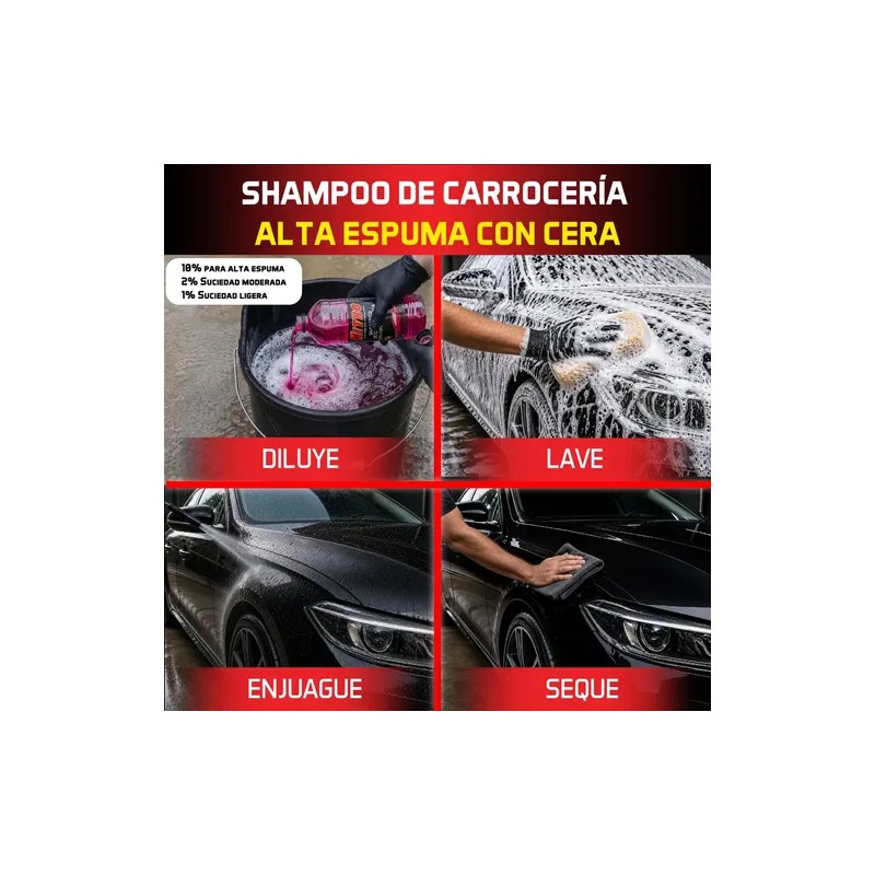 Shampoo Liquido Nitro Alta Espuma Cera Protección Brillo 900ml