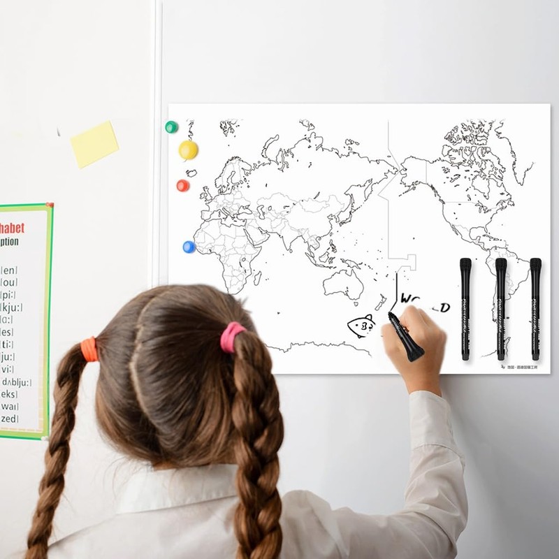 Whiteboard Pens, Set of 8 Black with Magnet, Eraser, Water