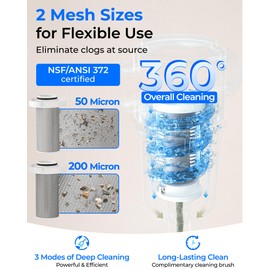 Waterdrop Spin Down Sediment Filter, 50/200 Micron Reusable Whole House Water Filter Sediment System, Flushable Pre-Filter System for City/Well Water,1" MNPT + 3/4" FNPT