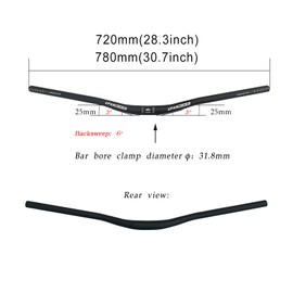 UPANBIKE MTB Mountain Bike Handlebar Bicycle Handlebar φ31.8mm 720mm/780mm Riser Bar For MTB, BMX,Road Bike, Mountain Bike(720mm,black)