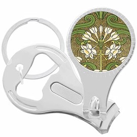 Art Nouveau Flowers Nail Clippers Plus Bottle Opener Keychain