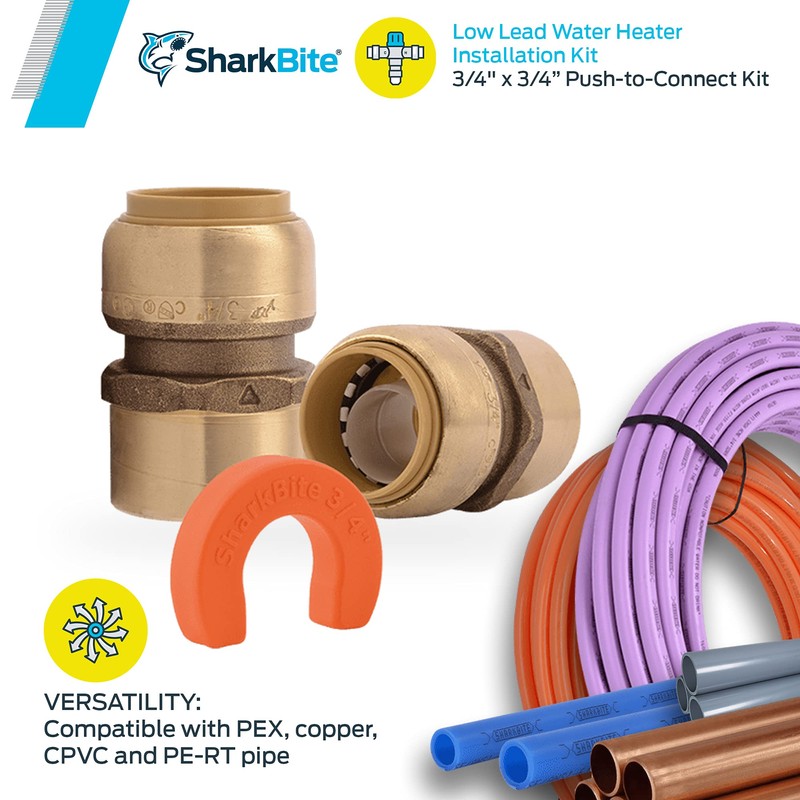 SharkBite 3/4 Inch Water Heater Connection Kit, Push to Connect