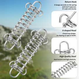Pack of 4 Tension Springs with Hooks, Tension Springs, Stainless Steel Tension Springs, Springs for Camping, Awnings,