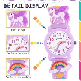 Toddler Watches for Girl, VAPCUFF Birthday Gifts for Girls Age 3-9 Kids Gifts for Girls Waterproof Watches for Girls Learning Gifts for 5-11 Year Old Girls Educational Toys for Girls Age 4-12 - Purple