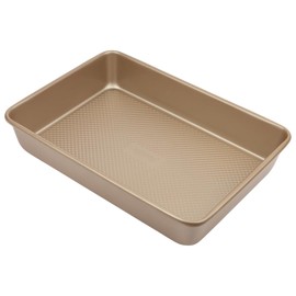 David Burke 13x9" Oblong Baking Pan – Carbon Steel, Non-Stick, PFTE & PFOA Free, Oven Safe with AirFlow Baking Technology – Bronze