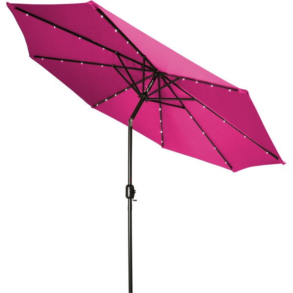Trademark Innovations Deluxe Solar Powered LED Lighted Patio Umbrella - 9' (Pink)