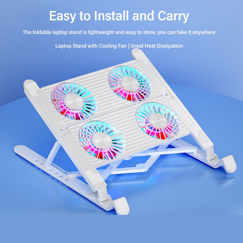 Laptop Stand with Cooling Fan Detachable Adjustable Aluminum Foldable Portable