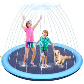 Upgraded Non-Slip Splash Pad, Sprinkler & Splash Play Mat for Kids and Dog, 67 inch Thicken Sprinkler Pool Summer Outdoor Water Toys - Fun Backyard Fountain Play Mat for Baby Girls Boys (3-12 Years)