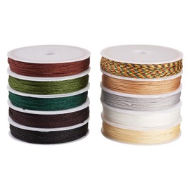 Cheriswelry 0.8mm Colored Polyester Strings 10 Styles Chinese Knotting Cord Beading Thread Nylon Autumn Braided Cords Roll for Bracelet Jewelry Making, Brown