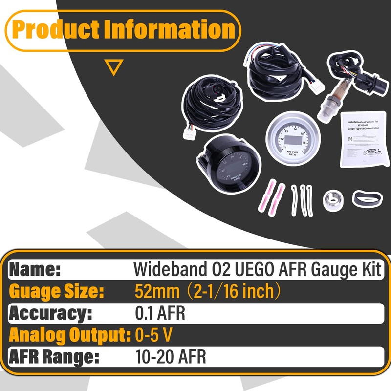 Wideband UEGO Air/Fuel Ratio Gauge 52mm (2-1/16”) with 4.9 LSU