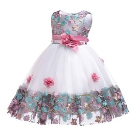NSSMWTTC 6M-10Y Flower Girls Dresses Child Pageant Party School Graduation Easter A Line Dress 4T 5 Years (Pink,120)