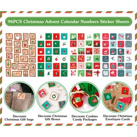 WhatSign Christmas Advent Calendar Numbers Sticker 96PCS