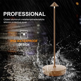 YIBEN Rechargeable Cordless Table Lamp, Portable Powered LED Battery 6000mAh Metal USB Desk Lamp, 3 Levels Brightness Light for Restaurants Outdoor (Titanium)