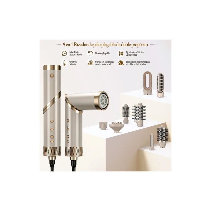 Secador De Pelo Multifuncional Y Potente De Nueve En Uno