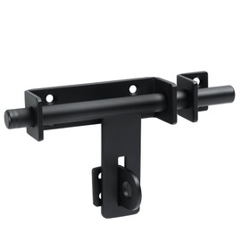 SAYAYO Gate Latch for Wooden Gates Garden Gate Lock Heavy Duty SUS304 Stainless Steel Solid Door Bolt 160MM Length, 13MM Dia Bar Matte Black, EMCX9800-B (Not Including Padlock)