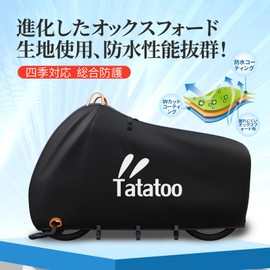 Tatatoo Bicycle Cover, 2023 Model, 4 Buckles, All Weather, Thick, Tear-Resistant, Waterproof, Rain and Windproof, UV Protection, Dustproof, Anti-Theft Eyelets, Front and Rear Handle, Fits Vehicles Up