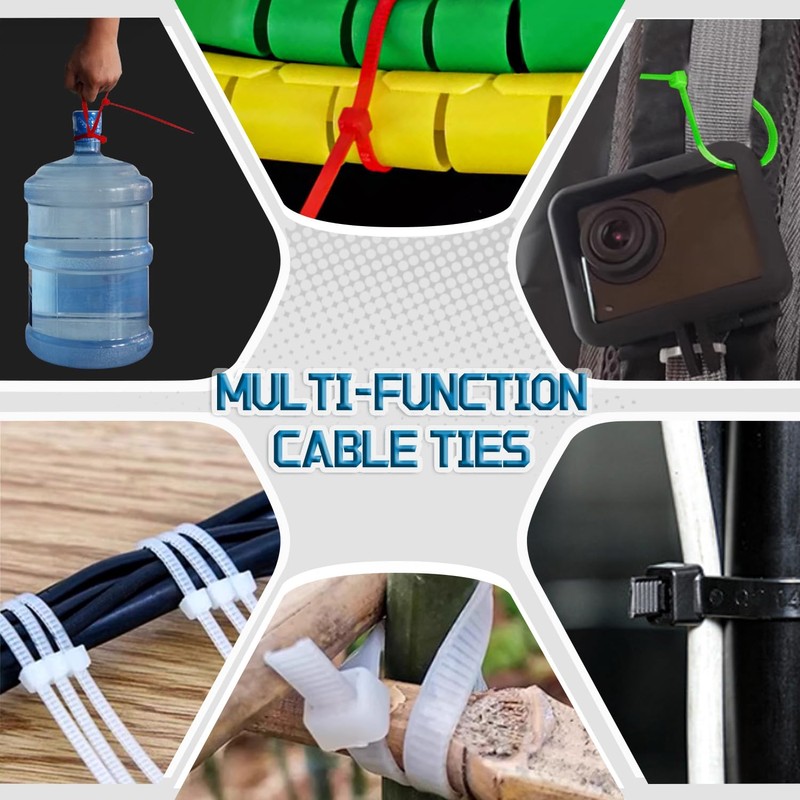 WALWAL 8 inch Cable Ties, Easy-Use Cable Management for Home,