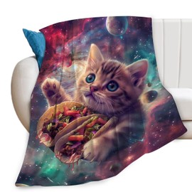 Funny Cat Print Blanket Food Taco Cute Kawaii Kitty Animal Galaxy Space Throw Blankets Gifts for Couch Sofa Bed Stuff Decor Soft Cozy Fleece Plush Warm Flannel Bedding for Lover Men Women 40"x50"
