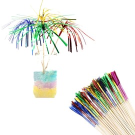 Kingsie 100 Pcs Cocktail Picks Disposable Bling Fringe Fruit Picks Bamboo Toothpicks Appetizer Picks Cocktail Pins Cocktail Decorations Wedding Party Commercial
