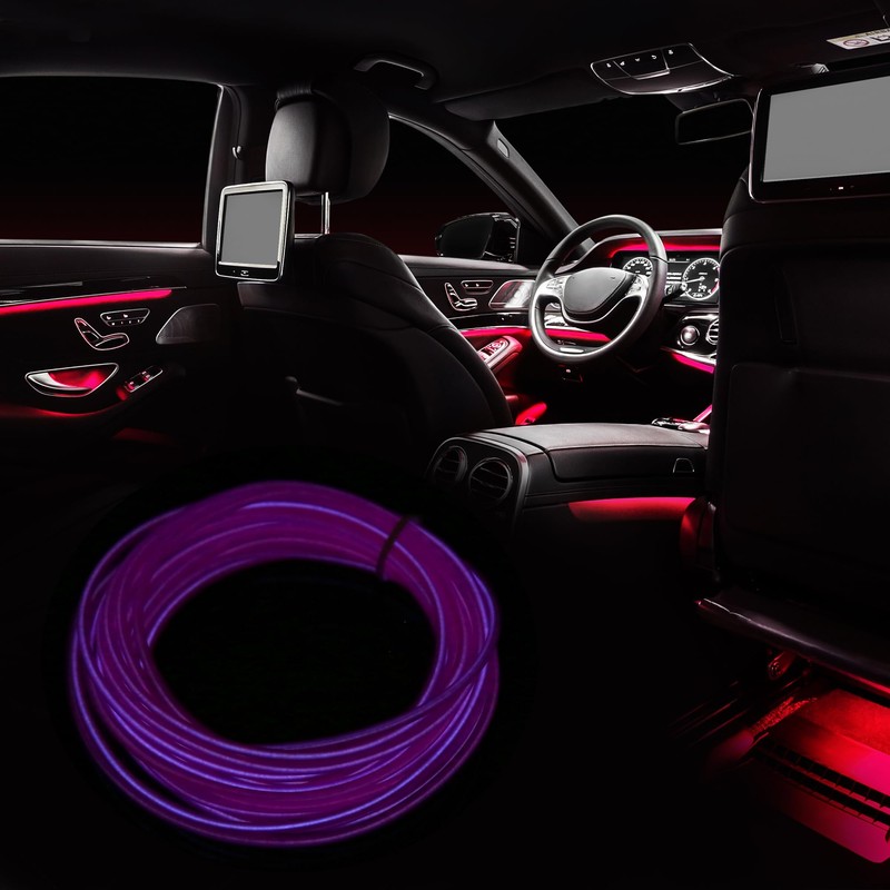 X AUTOHAUX 4 Meter/13ft Neon EL Wire Strip Purple Light