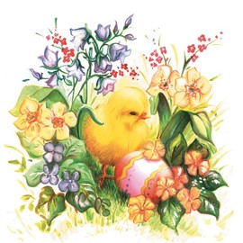20 Napkins Chick on Flowers and Easter Egg Animals Flowers Spring Easter Easter Easter Decoration Table Decoration 33 x 33 cm