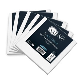 Artina 5pcs Paint Canvas Set 15x15 cm – FSC® Canvas for Painting 100% Cotton Canvas Stretcher Frame 280 g/m² – Blank Canvases for Art for Acrylic, Watercolour & Oil Painting – Small Canvas Akademie