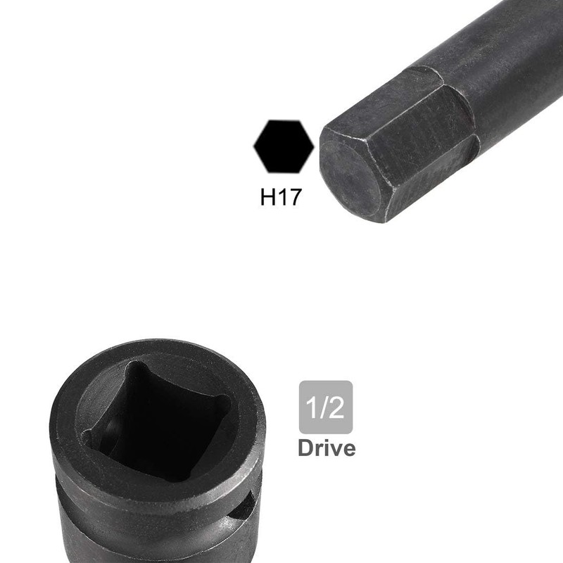 TOP-VIGOR Impact Hex Bit Socket, 1/2" Drive x H17 (17mm)