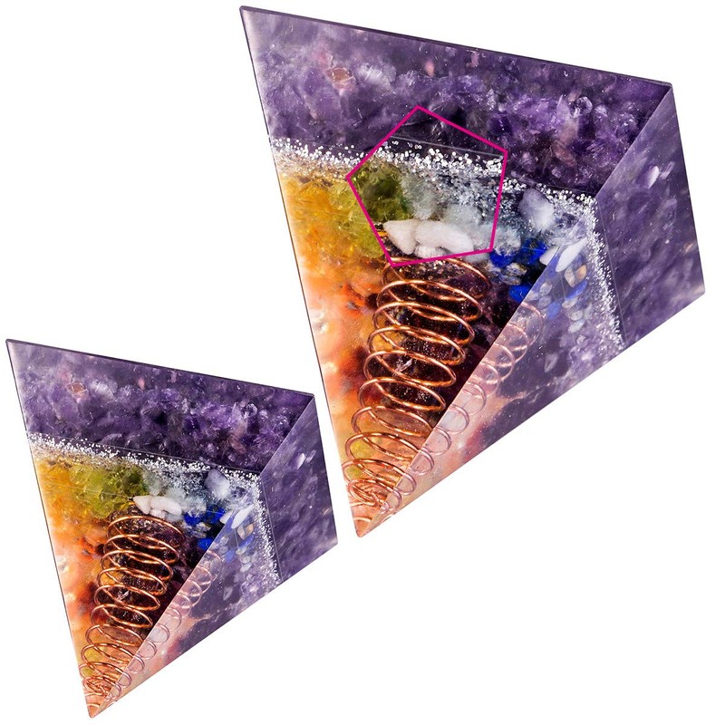 Rockcloud Healing Crystal Copper Wire Orgone Pyramid Stone Figurine Energy