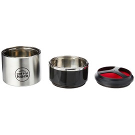 Pioneer Vacuum Insulated Lunch Box 2 Tier, Leak-Proof Food/Soup Flask with Extra Wide Opening and 2 Compartments, 4 Hours Hot 8 Hours Cold, 18/10 Stainless Steel - Black, 1.5 Litre