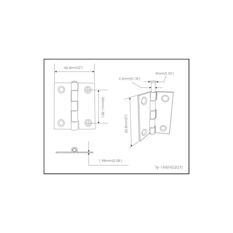 QCAA Square Door Butt Hinge, Heavy Gauge, Swaged, Loose Pin,