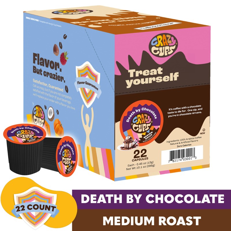 Crazy Cups Flavored Coffee for Keurig K-Cup Machines, Death by