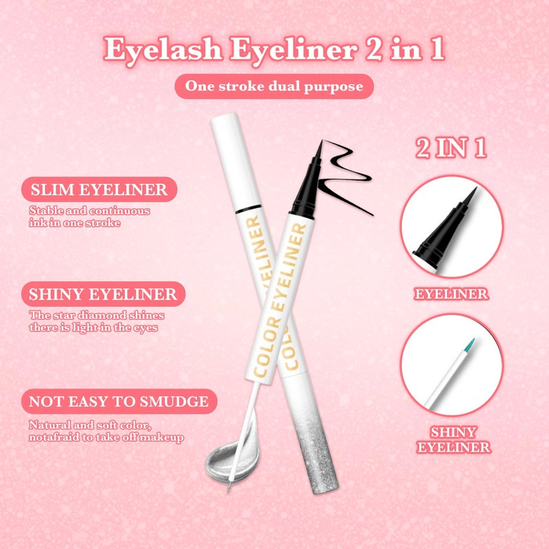 Vawolecy Flash Color Eyeliner, 2 in 1 Liquid Eyeliner Eyeshadow