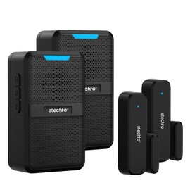 Stechro Door Chime, Wireless Door Alarm Sensor with 600ft Range, 62 Chimes 5 Adjustable Volumes for Business/Home/Office/Stores (2 Sensors+2 Receivers)