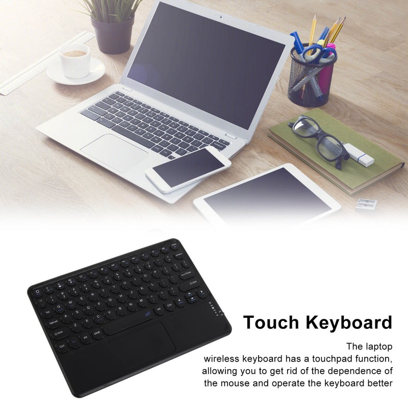 Wireless Keyboard 10in Round Keycap Touchpad Function Portable Widening Enlarging