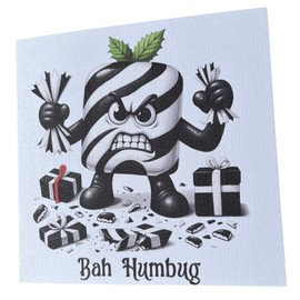 Funny Bah Humbug Christmas Card, 300gsm Linen Textured Cardstock, White Envelope