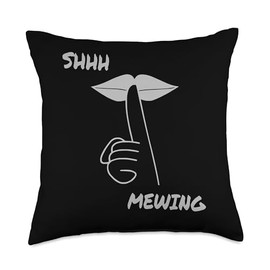 Funny Mewing Meme Shhh Im Mewing Quiet Mewing Lips Throw Pillow