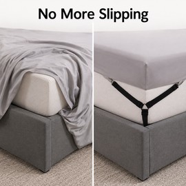 4-Piece Bed Sheet Grippers for Secure Sheet Fit - Adjustable Triangle Elastic Straps for Mattress Corners
