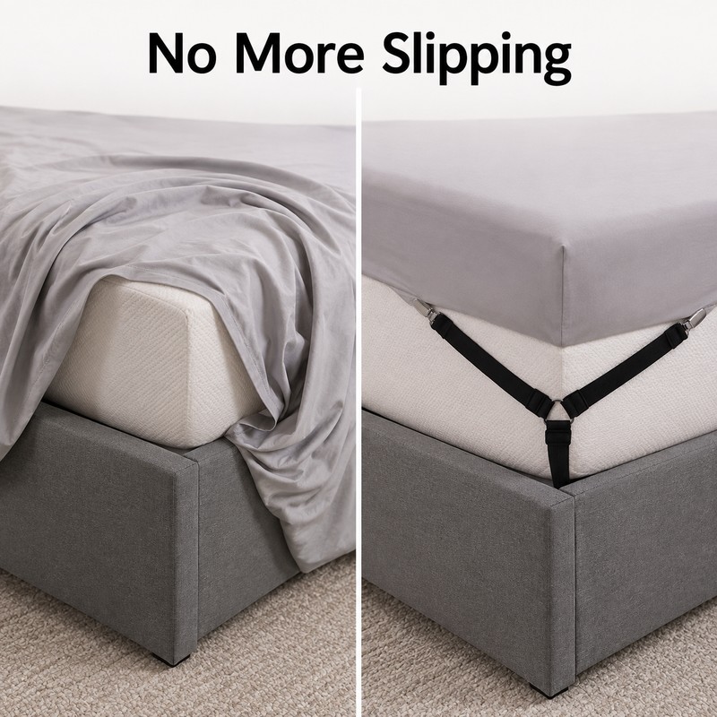 4-Piece Bed Sheet Grippers for Secure Sheet Fit - Adjustable
