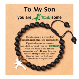 ORISPRE To My Son Bracelet Son Gifts from Mom Dad, 3 4 5 6 Year Old Boy Birthday Gift Ideas, Birthday Gifts for 3 4 5 6 Year Old Boys Dinosaur Gifts Bracelet