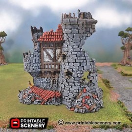 EnderToys Ruined Sorcerer Tower by Printable Scenery, 3D Printed Tabletop RPG Scenery - 28mm