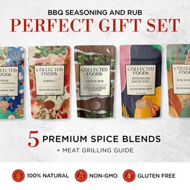 BBQ Seasoning and Rub Gift Set - BBQ Seasonings and Spices for Cooking with the Grill - Gourmet Spice Set: Bacon Salt, Harissa, Umami Mushroom Powder, Coffee Rub, Tuscan Grill