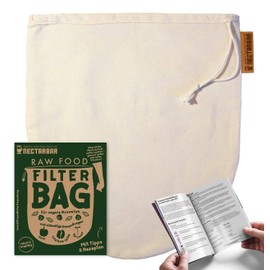 Nut Milk Bag Eco Made of Natural Cotton Nectarbar Handmade Filter Bag / Colander for Vegetable Drinks, Vegan Nut Milk, Straining, Juicing, 100% Plastic-Free Raw Food Filter Bag + Instructions (English language not guaranteed)