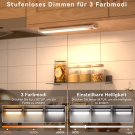 SKELO Cabinet Lighting LED with Motion Sensor 20 cm Base Cabinet Lighting 3 Colours 6000 K and 2500 mAh Under-Unit Light Wireless Light Strip USB Kitchen Stairs (Pack of 5)