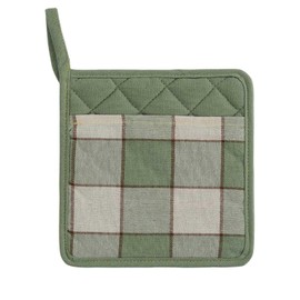 MyHome Country Pot Holder Square, Heat Resistant Oven Gloves, Cotton Oven Gloves, Pot Lid Holder, Pot Holder for Kitchen, Cotton, Toscana, Green, 20 x 20 cm