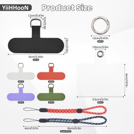 16 Pieces Phone Tether Tab, Multi-Color Cell Phone Lanyard Patch with 4 Keychain Loops and 2 Adjustable Lanyards, Anti-Drop Phone Strap Lanyard for Phones Universal Phone Lanyard Holder