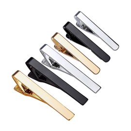 YTBUBOR 6 Piece Men's Classic Tie Clips, Premium Necktie Bar Pinch Clip Set with Gold Silver Black 3 Tone, Best Gifts for Your Father, Lover and Friends in Xmas, Anniversary, Wedding, Party, Meeting