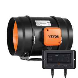 VEVOR Inline Duct Fan, 8-Inch 807 CFM with Temperature Humidity Controller, Quiet EC-motor Ventilation Exhaust Fan for Cooling Booster, Grow Tents, Hydroponics
