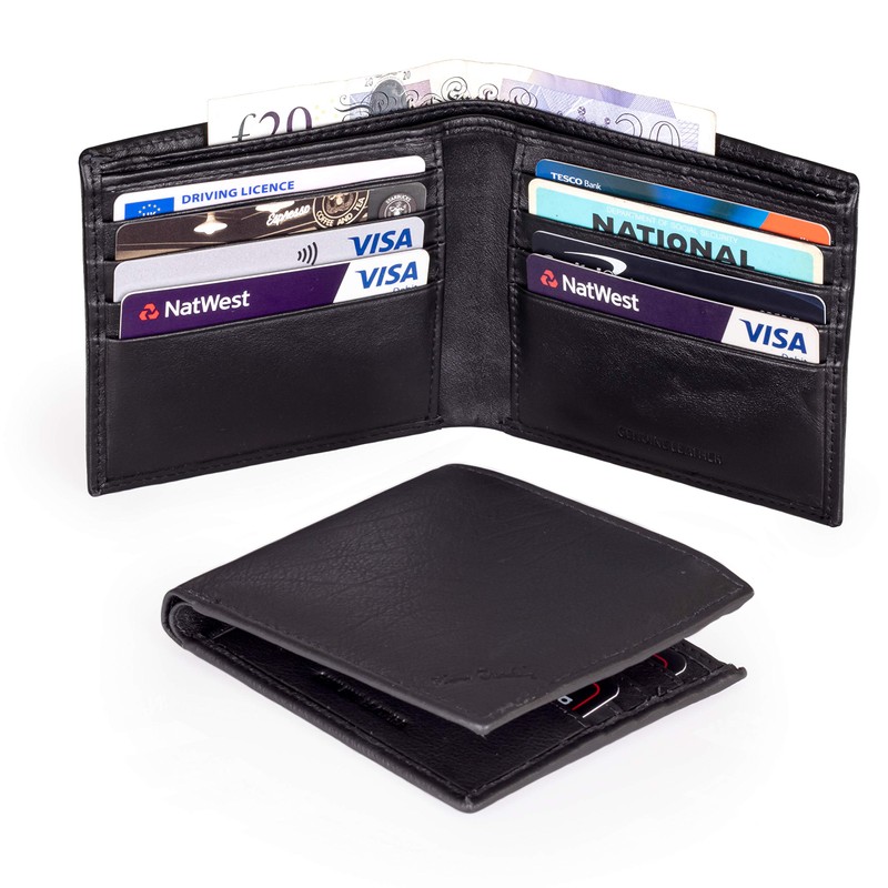 Mens Genuine Black Leather Wallet - Nappa by Pierre Cardin