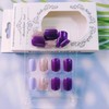 Short Press on Nails Square Purple Fake Nails with Designs