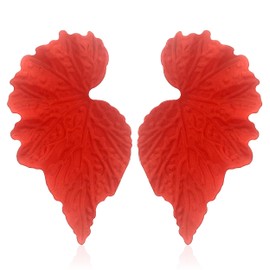 QUSIJIA Colored Leaf Dangle Earrings Vintage Bohemian Drop Earrings For Women (red)